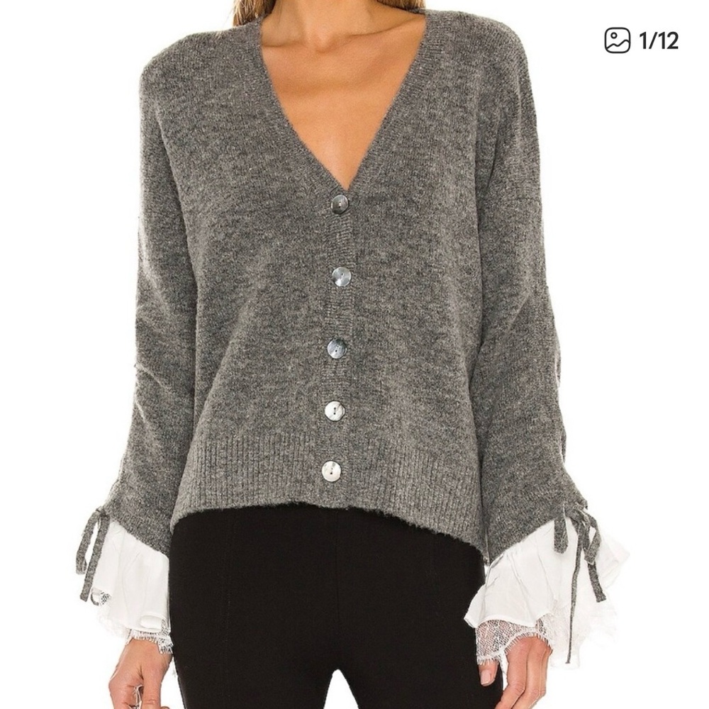 Cinq a Sept Cashmere Lace Sleeve cardigan